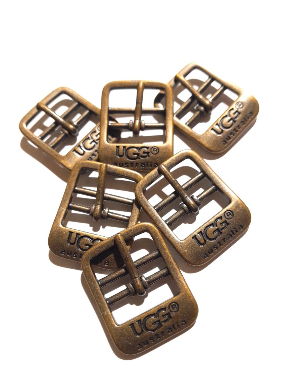 authentic UGG antiqued metal buckles (6) for clothing upcycling or DIY projects